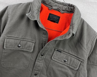 Filson Lined Jac-Shirt Mens M Light Olive Canvas Fleece Lined Shirt Jacket