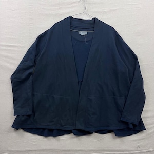 Anthropologie Cardigan Womens 3X Navy Blue Tiered Ruffle Back French Terry Open image 1