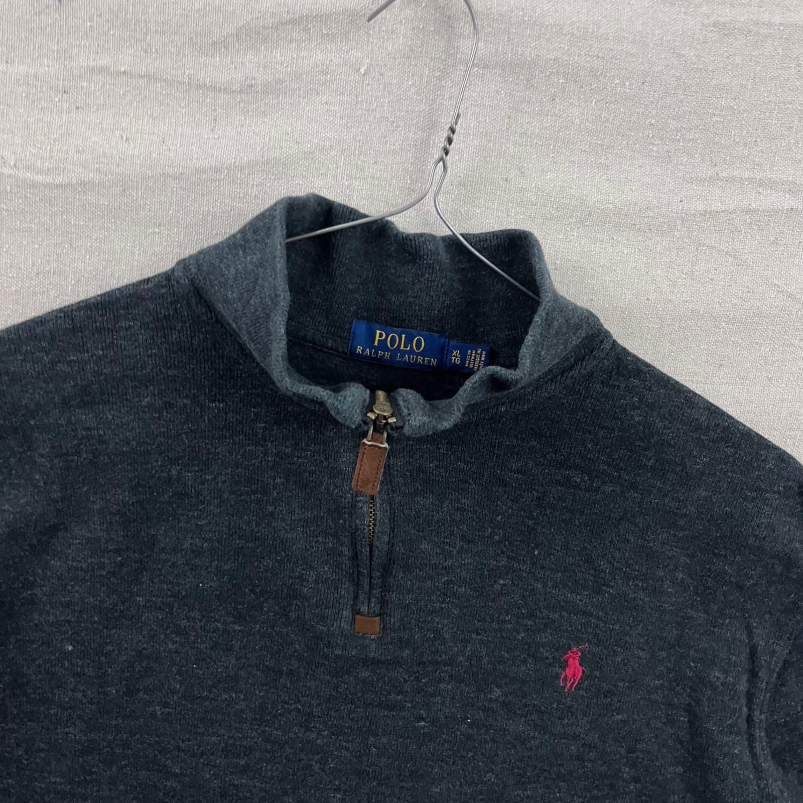 Polo Ralph Lauren Quarter Zip Pullover Mens XL Charcoal Grey