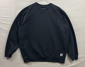 Sudadera Carhartt para hombre, talla XL, color negro, corte holgado, cuello redondo, tipo jersey con parche y logo.