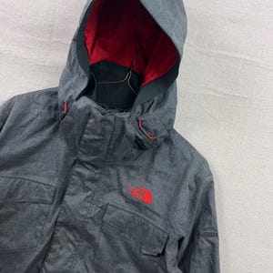 The North Face HyVent Ski Jacket Men Large Charcoal Grey Hooded Waterproof Shell image 1