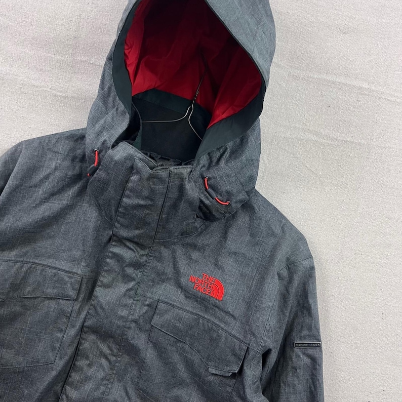 The North Face HyVent Ski Jacket Men Large Charcoal Grey Hooded Waterproof Shell image 1
