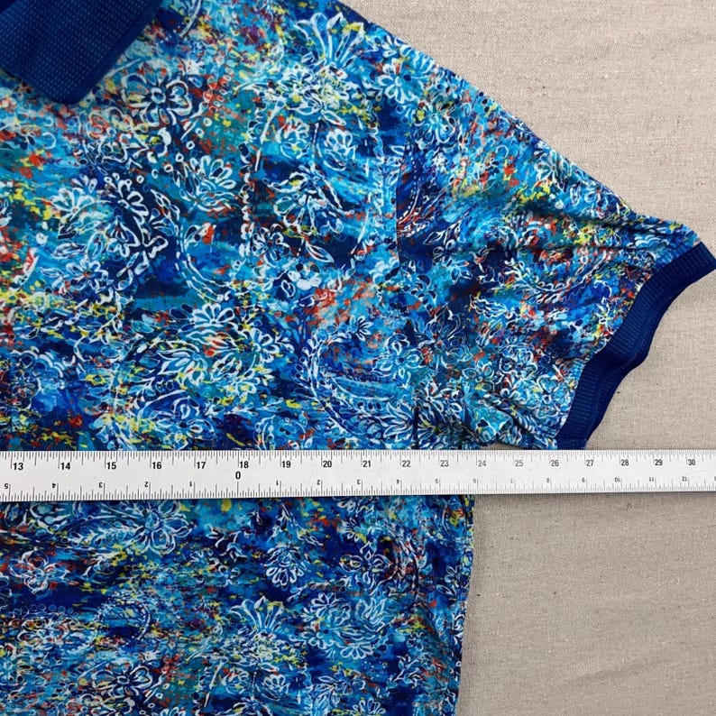 Robert Graham Polo Shirt Mens XL Blue Abstract Paisley Print Short Sleeve Cotton image 6