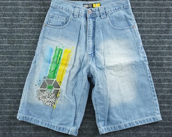 Southpole Denim Shorts Boys 18 Light Blue Baggy Y2K Graphic Print Streetwear