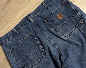 Carhartt Mens Work Pants Blue Denim Relaxed Fit Carpenter Jeans 36x34