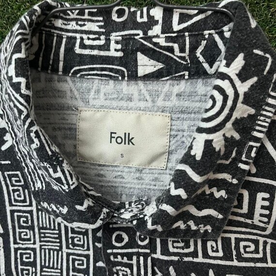 Folk Machu Patterned Button Down Short Sleeve Shi… - image 2