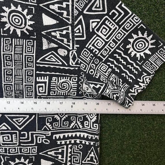 Folk Machu Patterned Button Down Short Sleeve Shi… - image 6
