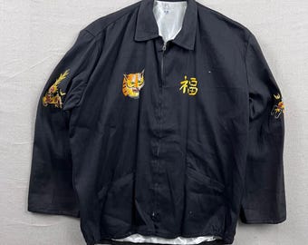 Vintage Vietnam Souvenir Jacket Mens Medium Black 1969 1970