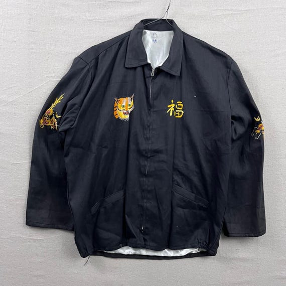 Vintage Vietnam Souvenir Jacket Mens Medium Black 1969 1970