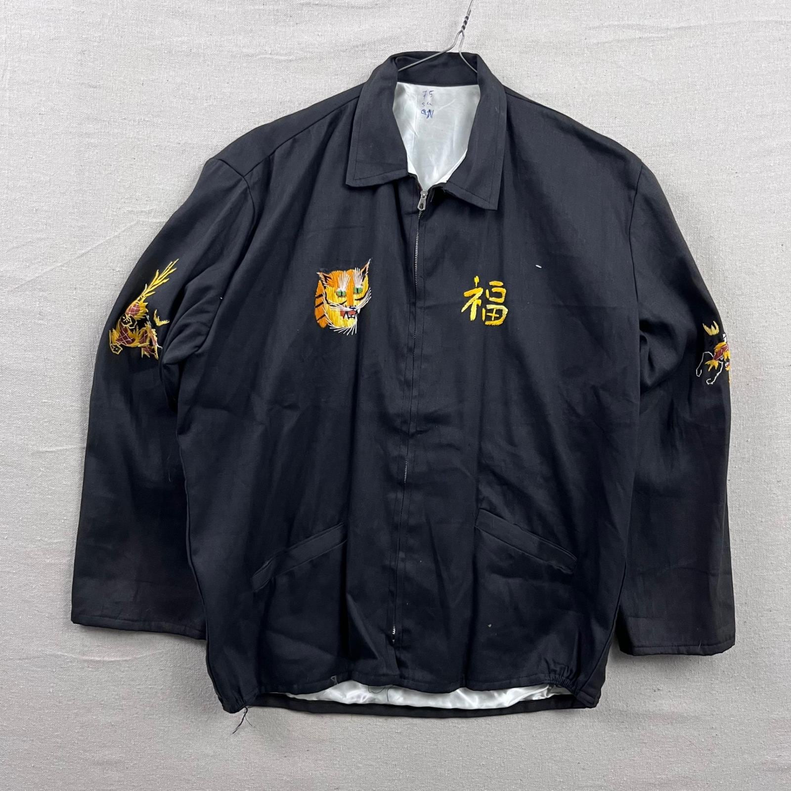 Vintage Vietnam Souvenir Jacket Mens Medium Black 1969 1970