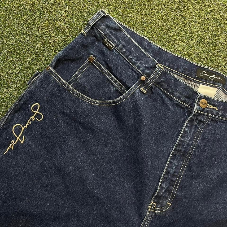 Vintage 90s - Y2K Sean John Embroidered Baggy Denim Shorts Jorts