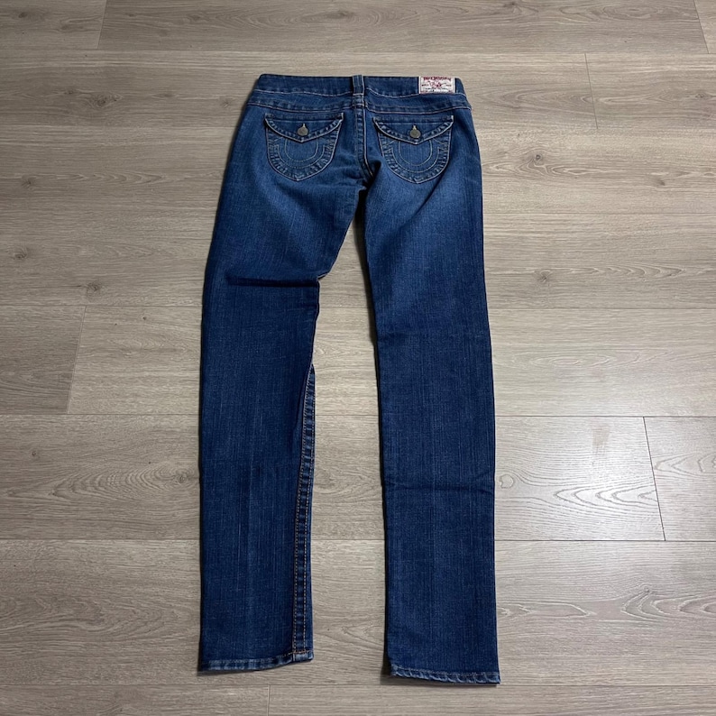 Y2K True Religion Julie Section Blue Wash Denim Jeans Womens Made in USA Size 28 image 3