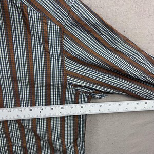 Robert Graham Button Down Shirt L Blue Green Gingham Striped Embroidered Cuff image 8