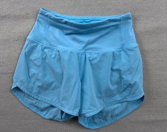 Lululemon Speed Up High-Rise Running Shorts Womens 6 Cyan Blue Lined 2.5" Inseam
