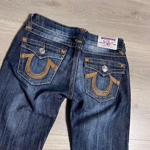True Religion USA製　ヴィンテージデニム　古着　Y2K トゥルーレリジョン レインボービリー 25 y2k デニム USA製 太