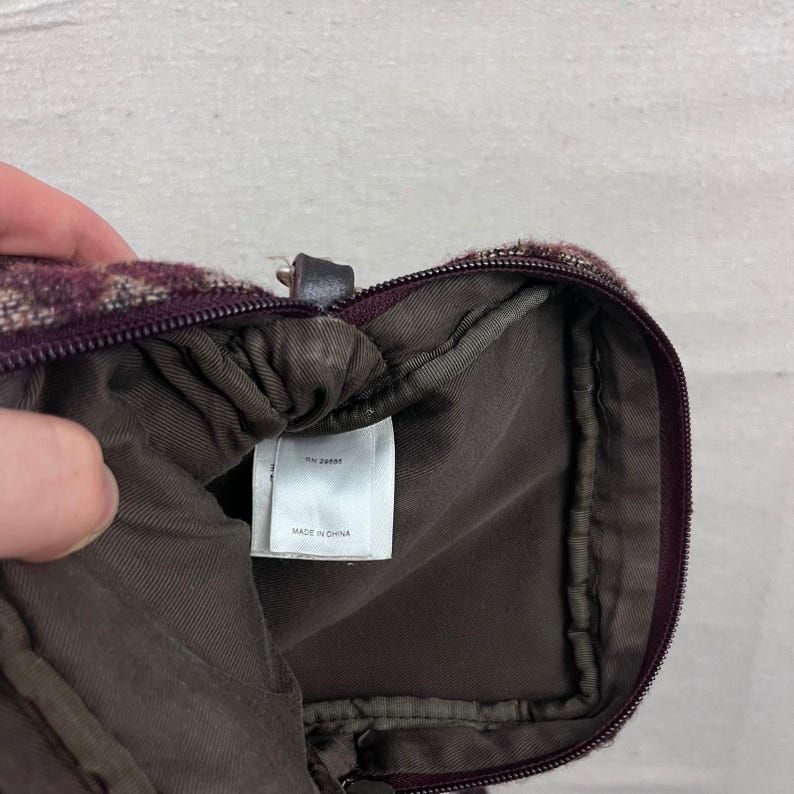 Pendleton schoudertas klein bordeauxrood wollen geometrisch leren bandje dames afbeelding 5