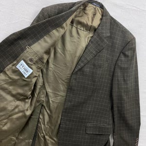 VTG Gianfranco Ferre Studio Blazer Men 42R Brown Windowpane Italian Sport Coat