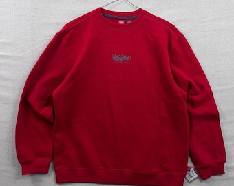 Sudadera Mossimo para hombre, talla M, color rojo, con logo, cuello redondo, manga larga y forro polar.