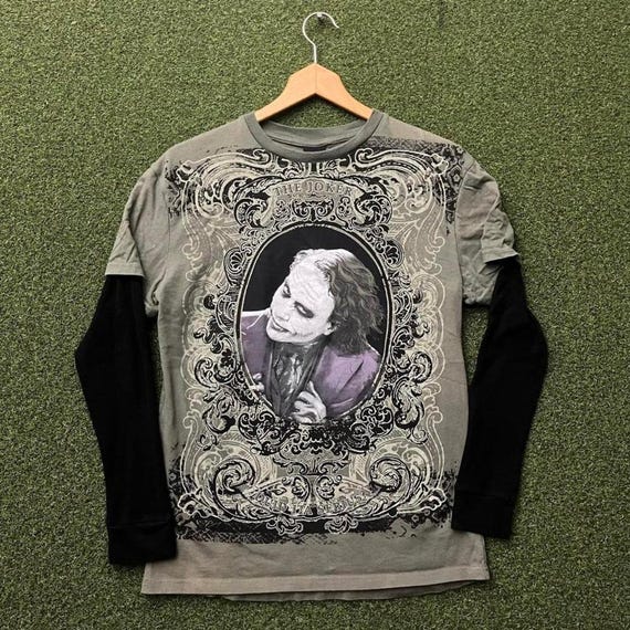 Vintage Y2K 2009 Joker AOP Layered Long Sleeve the Dark Knight 