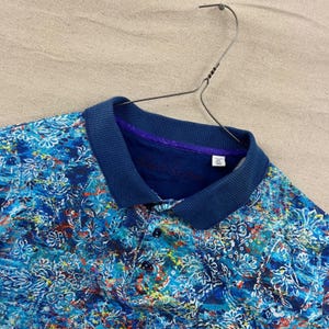 Robert Graham Polo Shirt Mens XL Blue Abstract Paisley Print Short Sleeve Cotton image 3