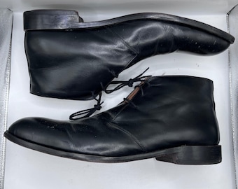 Lucini Chukka Boots Mens 12 Black Leather Italian Goodyear Welted Lace Up Dress