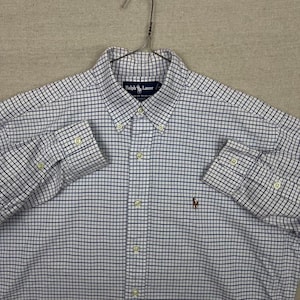 Vintage Polo Ralph Lauren Tattersall White Button Down Shirt Flesh Pony