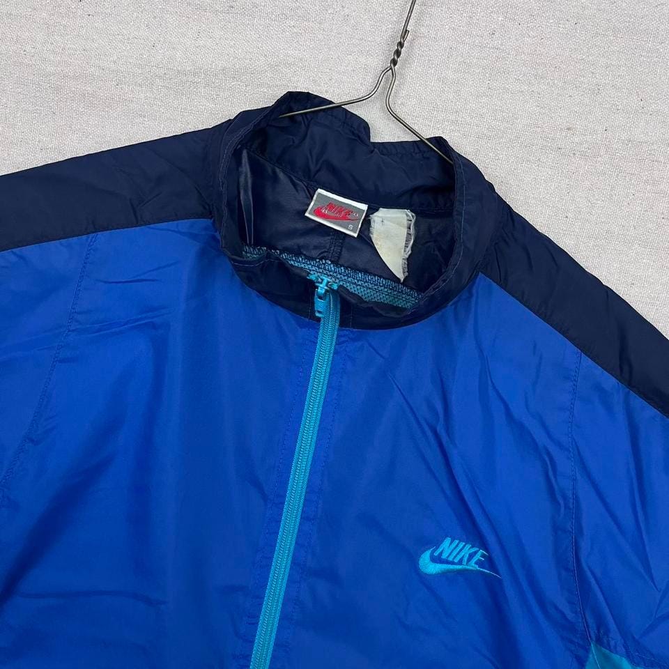 Vintage 90s Nike Blue Turquoise Full Zip Windbreaker Jacket Track
