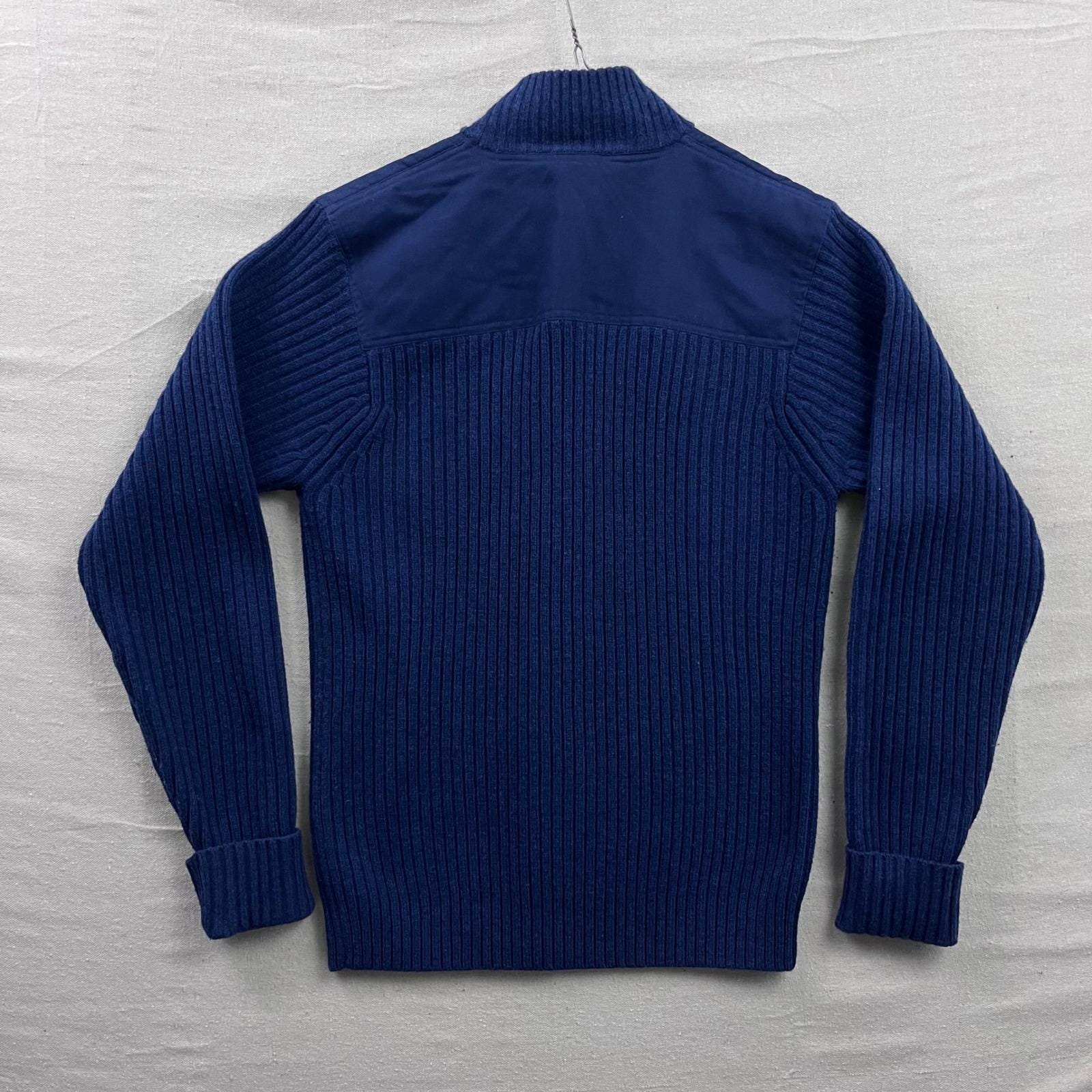 L.L. Bean Merino Lambswool Full Zip Sweater Mens L Blue Ribbed 