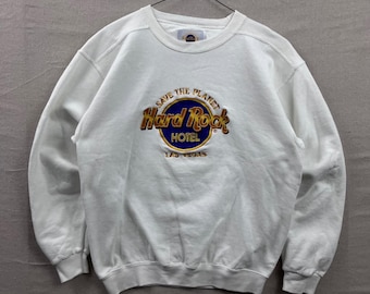 Hard Rock Hotel-sweater heren M wit geborduurd Las Vegas Save The Planet