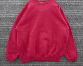 Vintage 90s Tultex Crewneck Sweatshirt Unisex XL Red Blank Made in USA