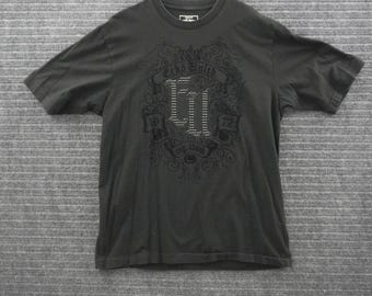 Y2K Ecko Unltd T-Shirt Mens XL Black Studded Flocked Graphic Streetwear Tee