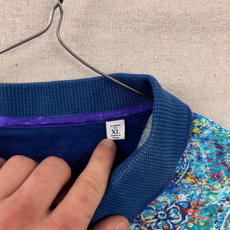 Robert Graham Polo Shirt Mens XL Blue Abstract Paisley Print Short Sleeve Cotton image 4