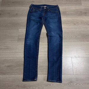 Y2K True Religion Julie Section Blue Wash Denim Jeans Womens Made in USA Size 28 image 2