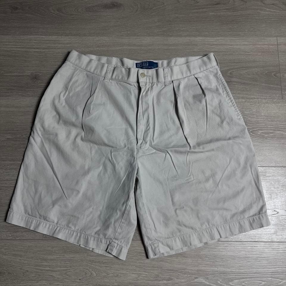 Vintage Polo Ralph Lauren Tyler Short Pleated Cream Tan Preppy