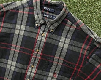Vintage 90s Nautica Plaid Button Down Shirt
