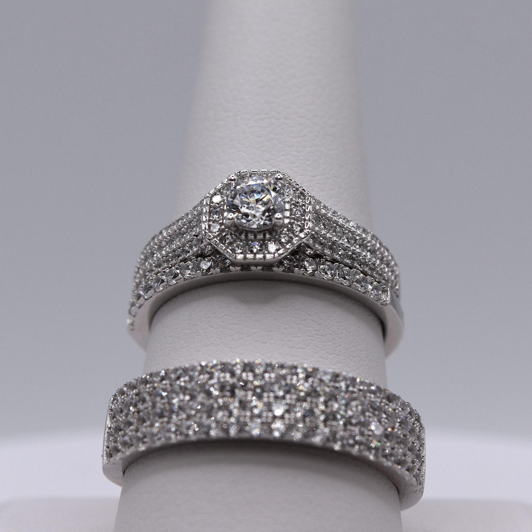 Cubic Zirconia Wedding Ring Set - Etsy