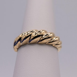 14K Solid Gold Croissant Ring Set, Chunky Spiral Statement Ring, Bold Hollow Dome Ring, Anniversary Gift for Her