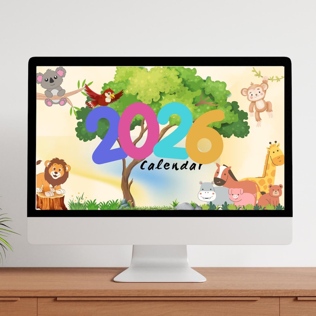 Animal-themed Kids 2026 Calendar : Printable Cute Animal Wall Calendar ...