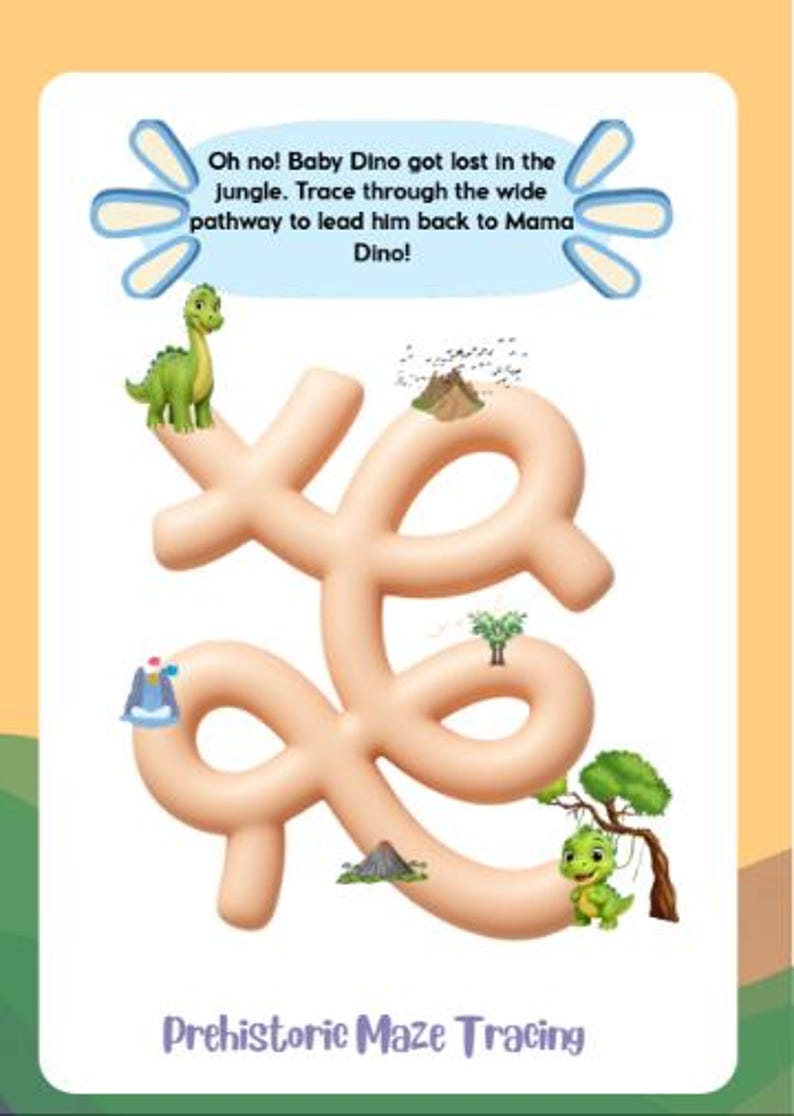 Dinosaur Fine Motor Tracing Worksheet for Preschool, Pre Writing ...