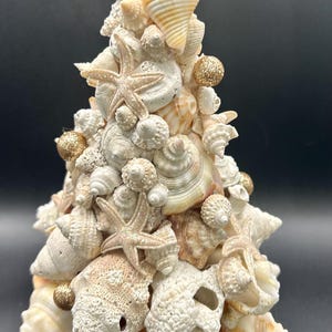 Handmade Seashell Christmas Tree Decor | Starfish Topper | Coastal Holiday Centerpiece | Nautical Ocean Christmas Gift | Beach House Decor
