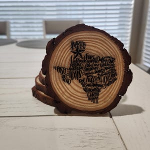 Custom Wood Slice Coasters, Personalized Laser Engraved Wood Coasters, Corporate Gifts with Logo