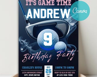 Invito per festa di compleanno a tema golf, tema sportivo (invito digitale)