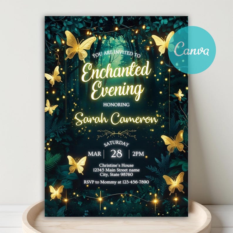 Forest Rave Invite Enchanted Forest Birthday Party, Enchanted Quinceanera Invitation Sweet ...