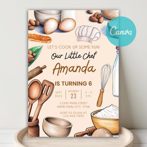 Our Little Chef Invitation, Cooking Birthday Invitation, Cooking Class Invitation, Baking Invite, Cooking Invite, Kitchen Theme Party Invite