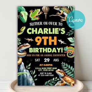 Reptile Birthday Invitation, Reptile Invitation, Reptile Birthday Party Invite, Zoo Reptile Show Invitation, Reptile Theme Invite, Canva