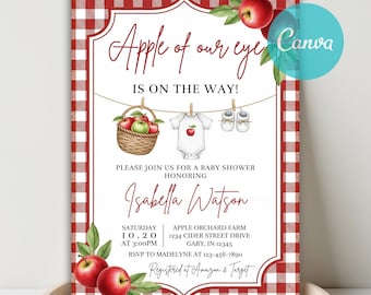 Apple Clothesline Baby Shower Invitation, Gender Neutral (Digital Invitation)
