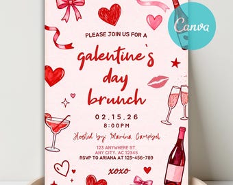Pink Coquette Galentine's Brunch Invitation (Digital Download)