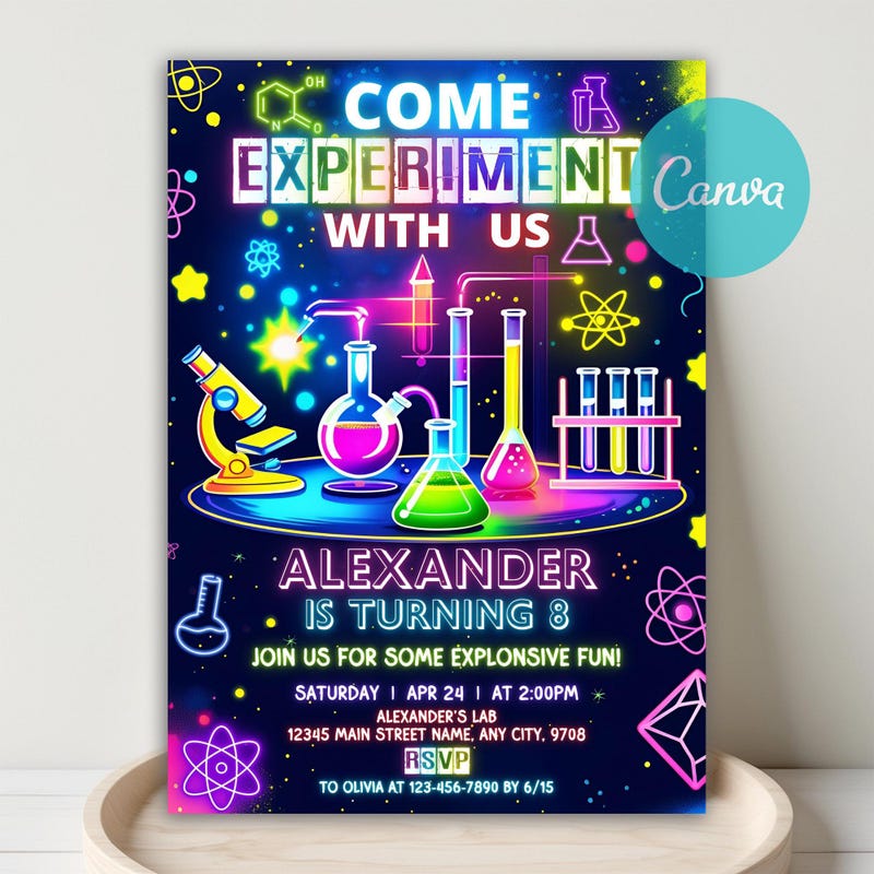 Science Invitation Abstract Science Invitation - Etsy