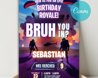 Bruh Gamer Birthday Royale Invitation, Level Up Birthday Invitation, Video Game Party Invite, Bruh Birthday Invitation Video Game Invitation