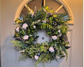 front door wreath, greenery wreath, all seasons wreath, new home gift, gift for her, spring summer wreath, everyday wreath, farmhouse decor